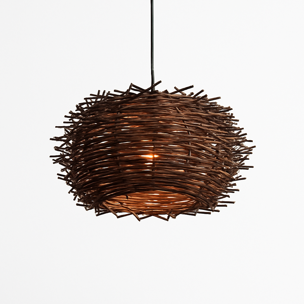 Suspension design en forme de nid d'oiseaux Rattan