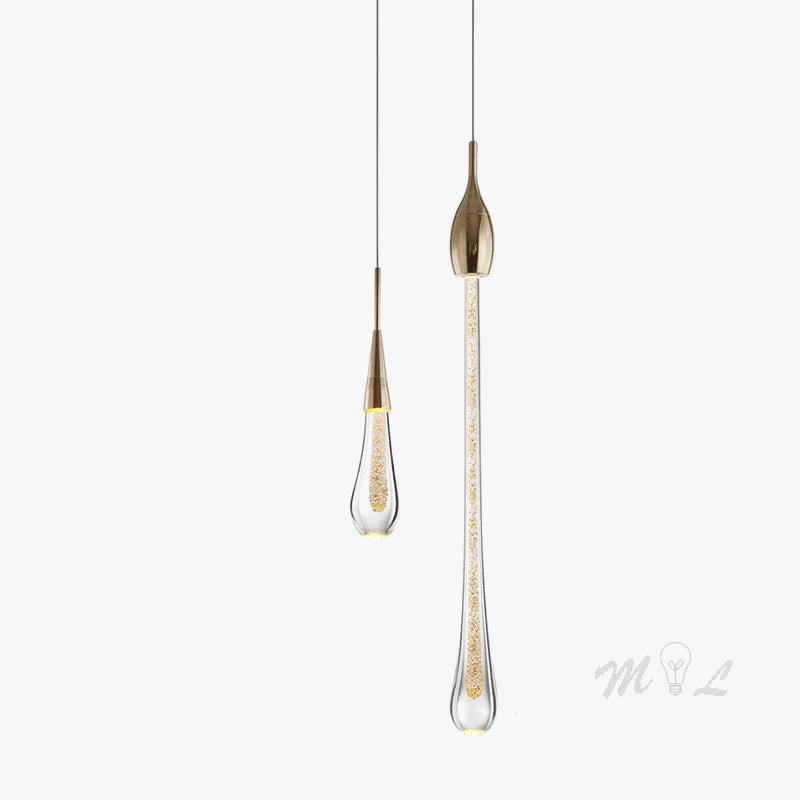 suspension design en verre en forme de gouttelettes d'eau élégante