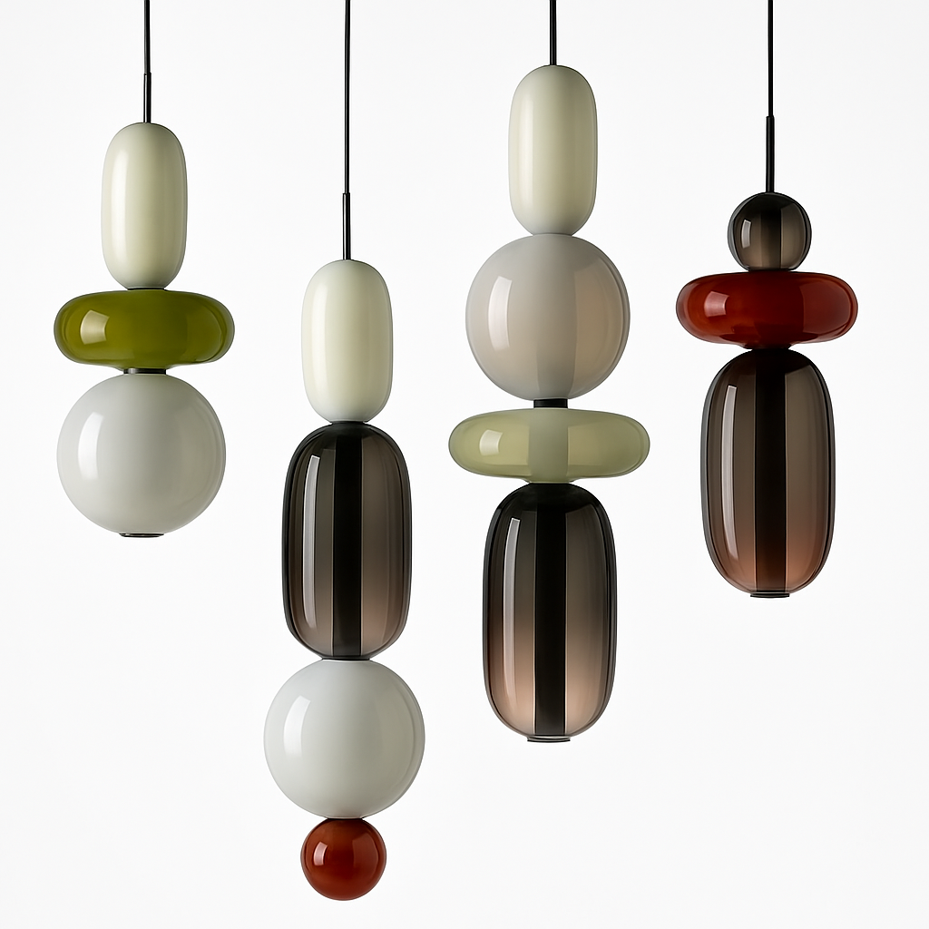 Suspension design en verre style pierres semi-précieuses Nemy