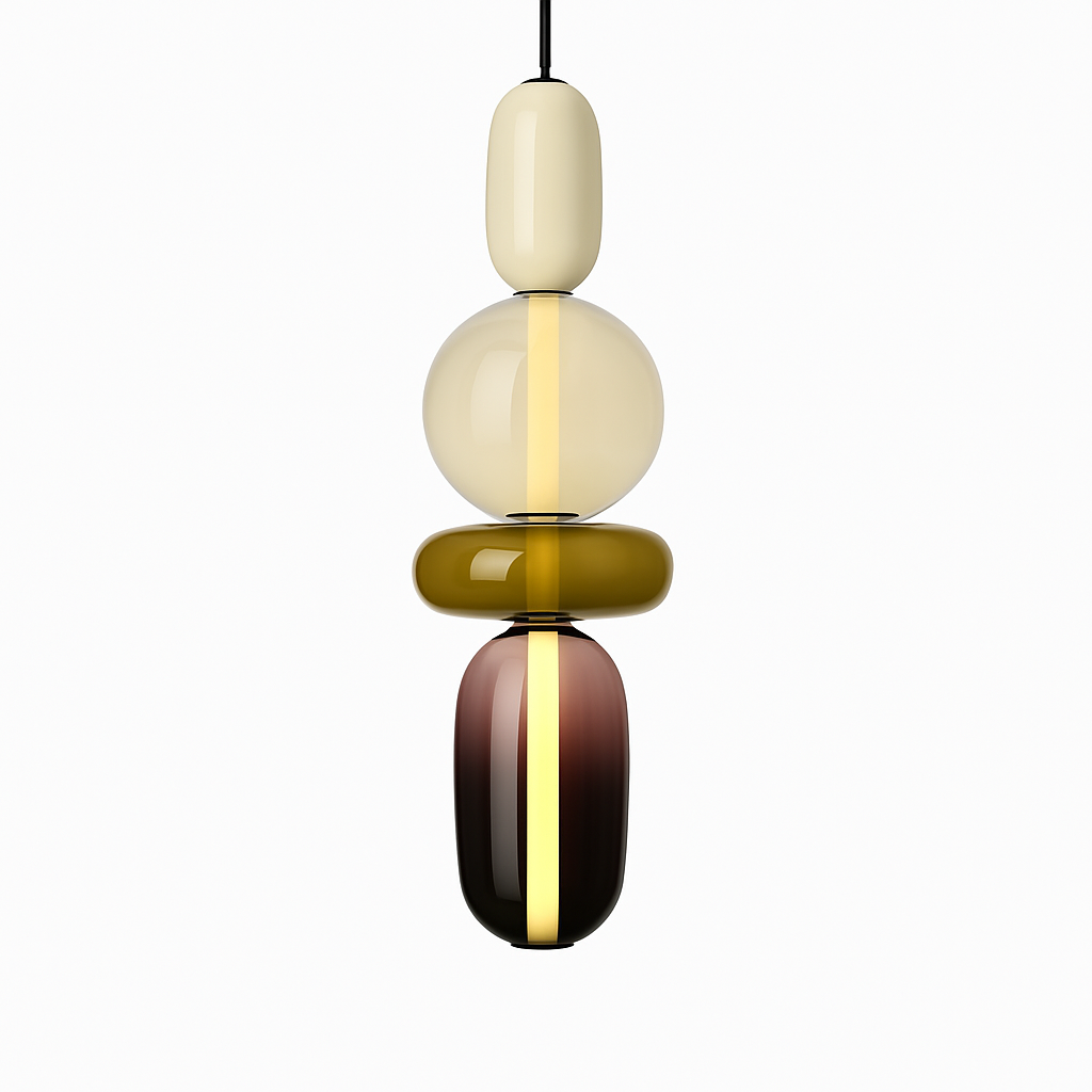 Suspension design en verre style pierres semi-précieuses Nemy