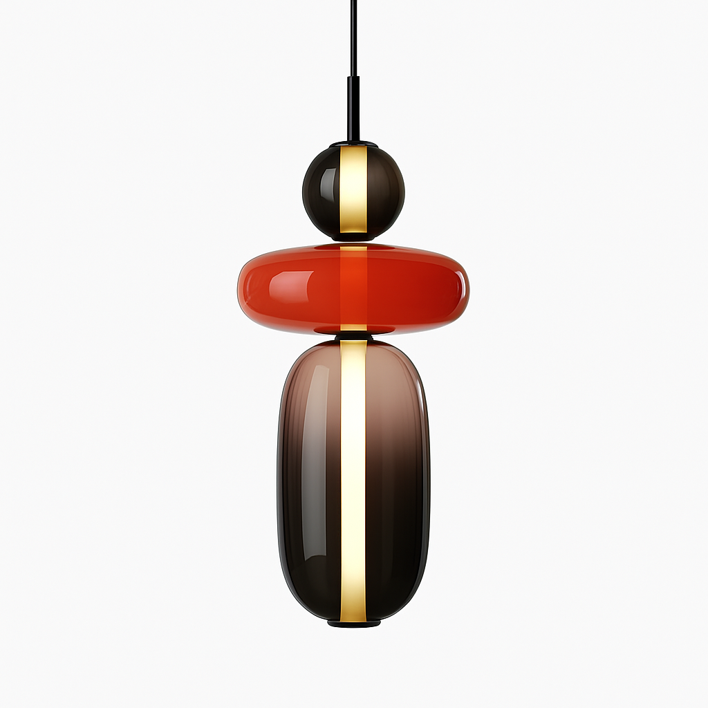 Suspension design en verre style pierres semi-précieuses Nemy
