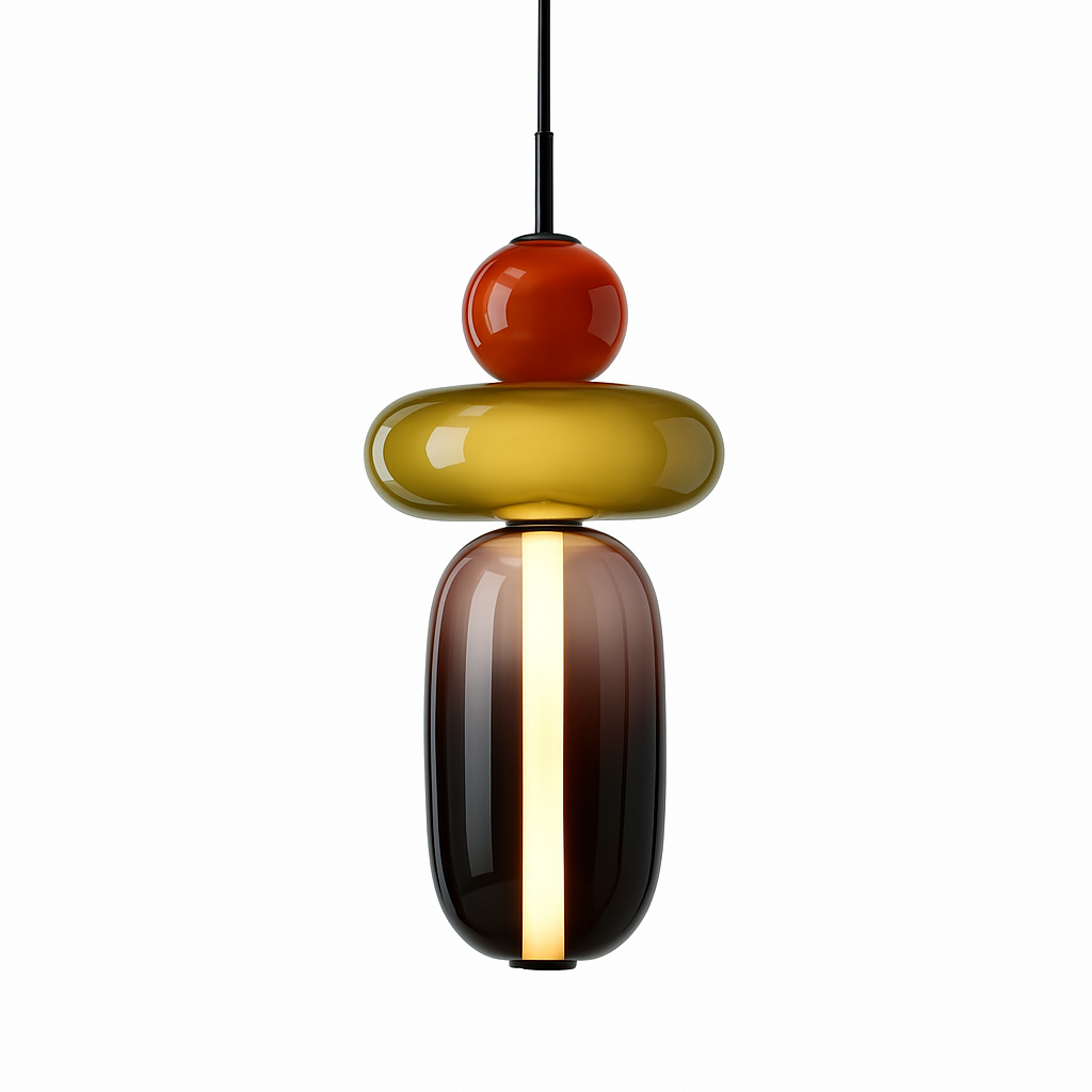 Suspension design en verre style pierres semi-précieuses Nemy