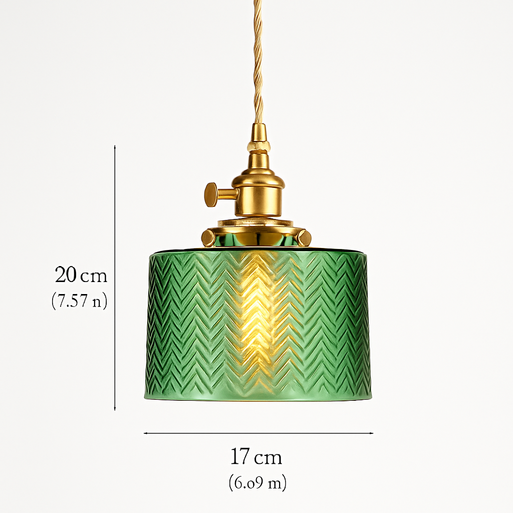 Suspension design en verre vert minimaliste japonais