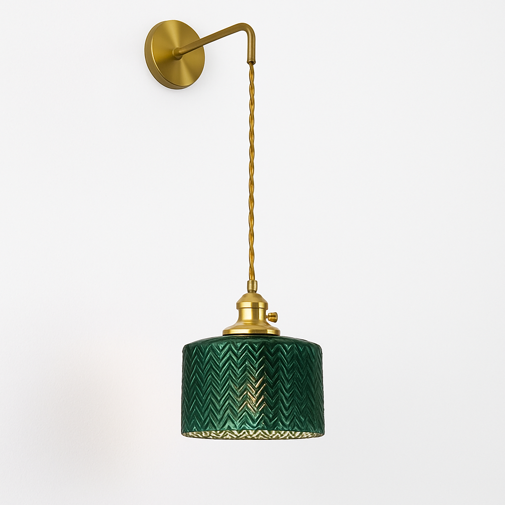 Suspension design en verre vert minimaliste japonais