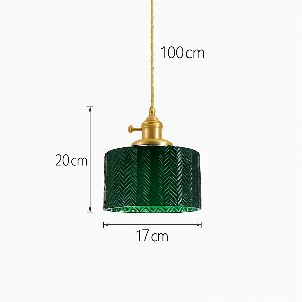 Suspension design en verre vert minimaliste japonais