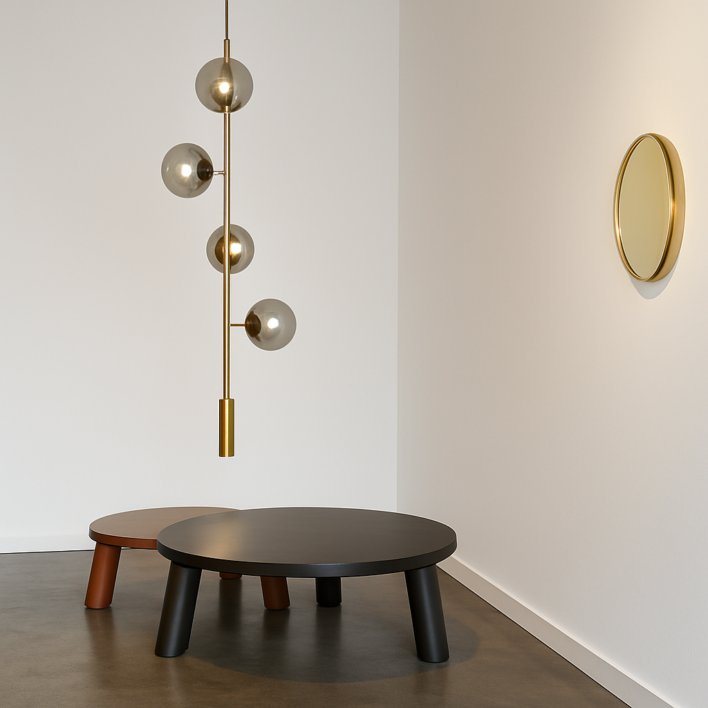 Suspension design LED allongée avec plusieurs abats-jour métal
