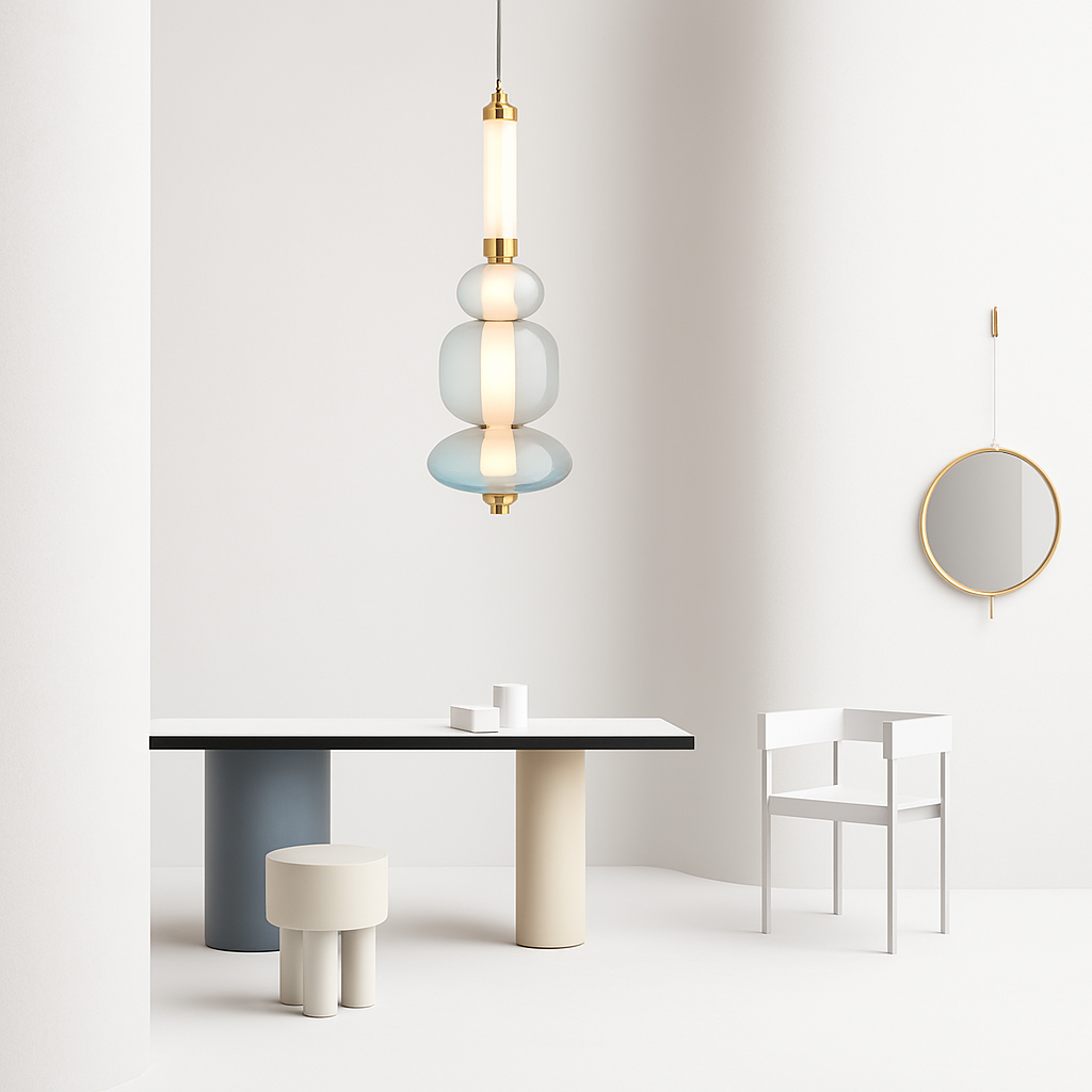 Suspension design à LED allongée en verre aux formes ovales Luxury