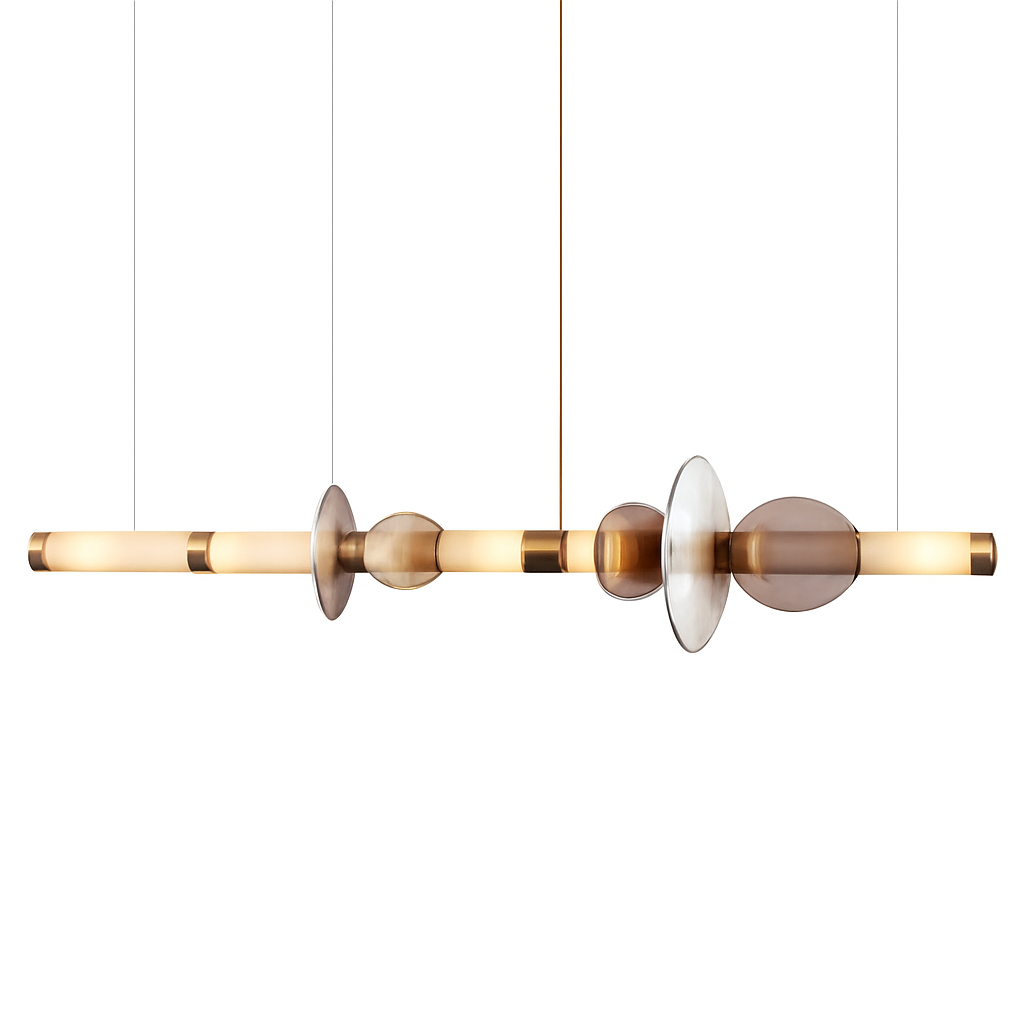 Suspension design à LED allongée en verre aux formes ovales Luxury