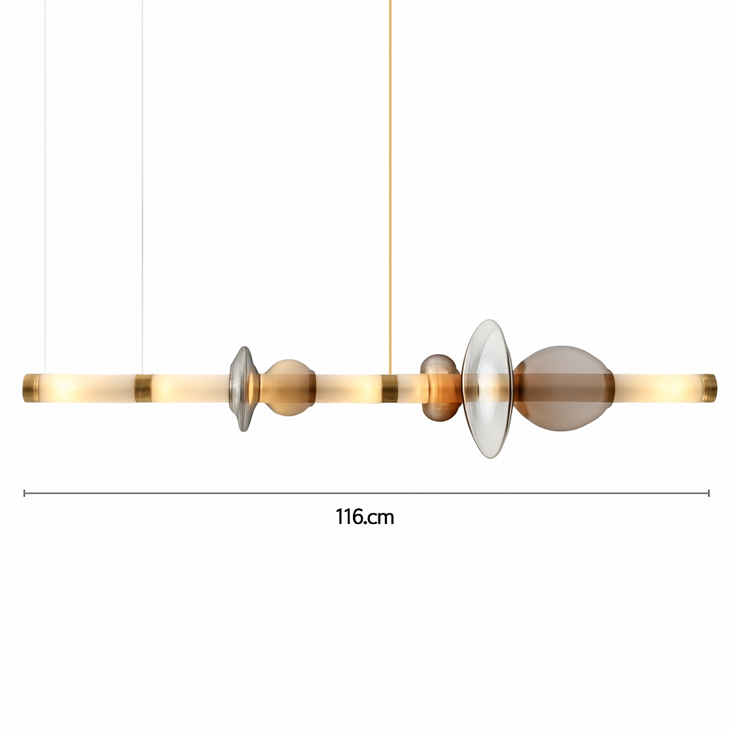 Suspension design à LED allongée en verre aux formes ovales Luxury