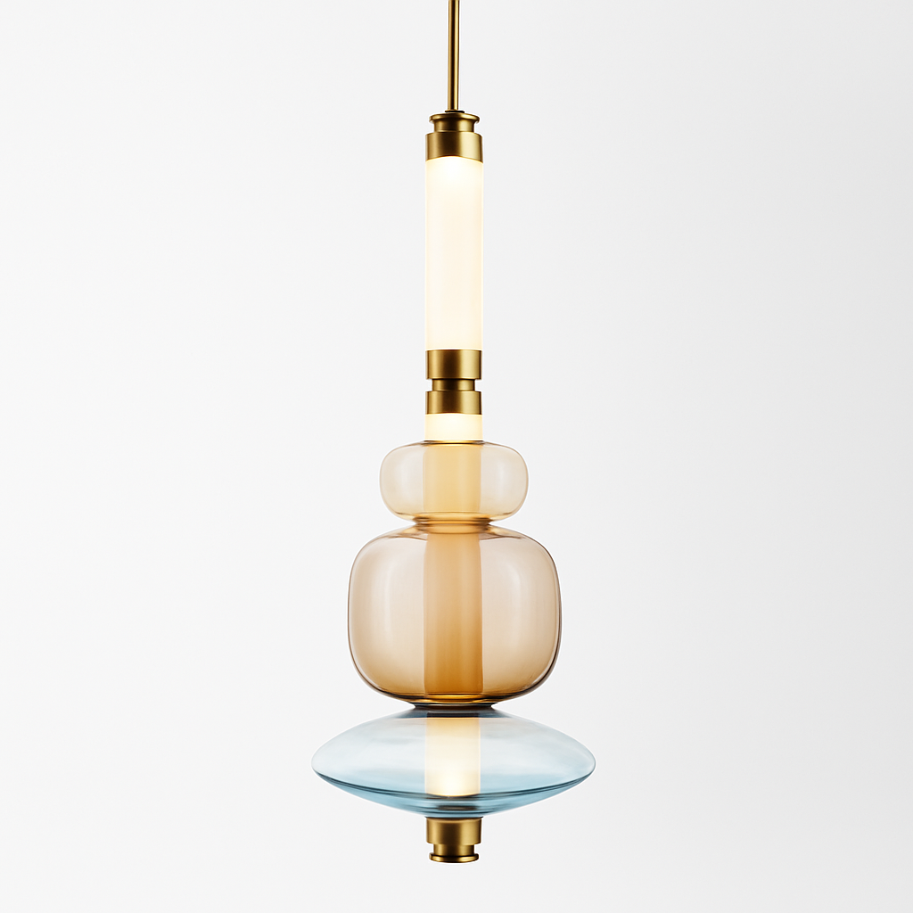 Suspension design à LED allongée en verre aux formes ovales Luxury