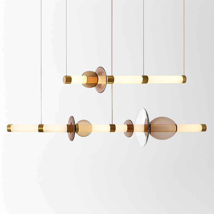 Suspension design à LED allongée en verre aux formes ovales Luxury