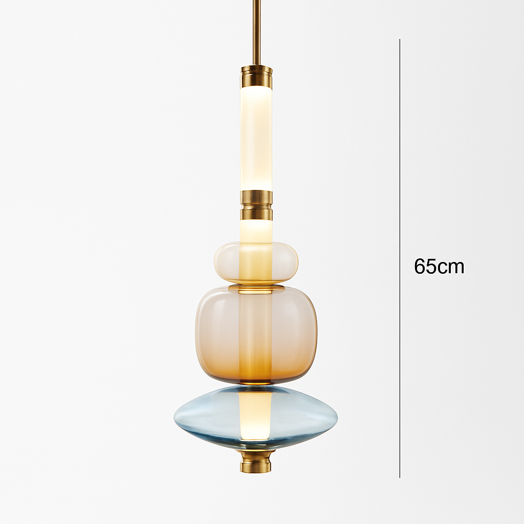 Suspension design à LED allongée en verre aux formes ovales Luxury