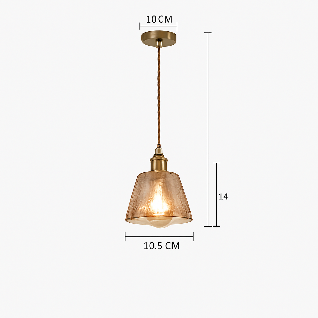 Suspension design à LED avec abat-jour en verre ambré Rétro