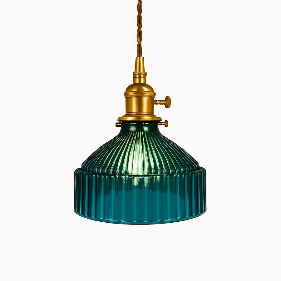 Suspension design à LED avec abat-jour en verre coloré Loft