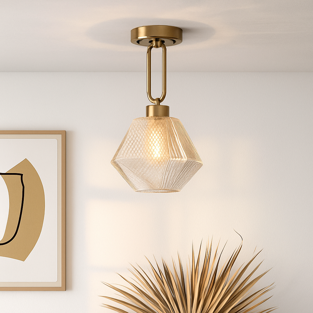 Suspension design à LED avec abat-jour en verre rétro Shadow