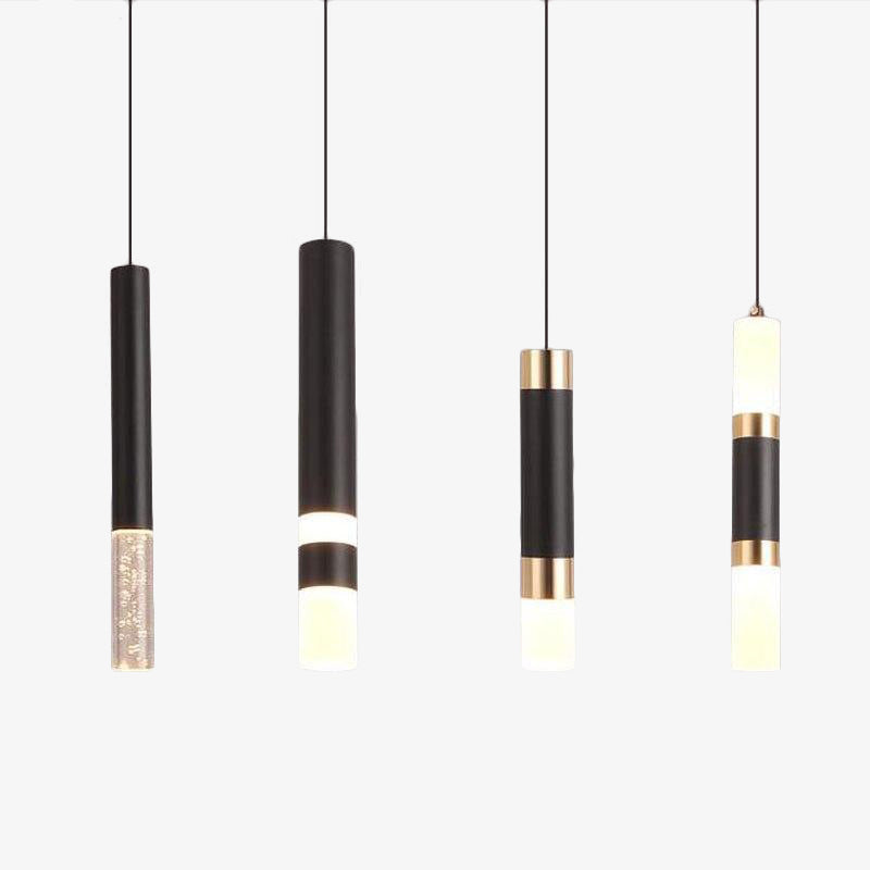 Suspension design LED cylindrique en métal et en verre Luisa