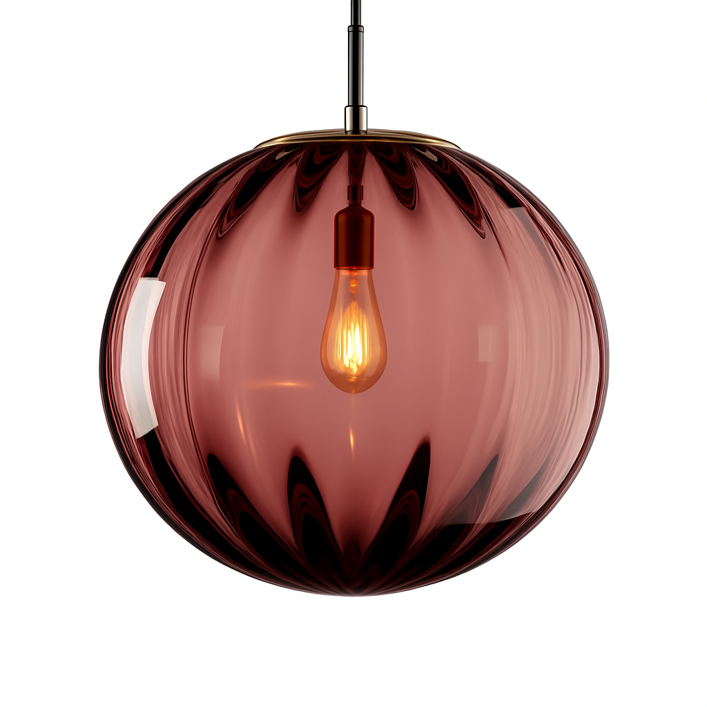 Suspension design à LED en boule de verre colorée