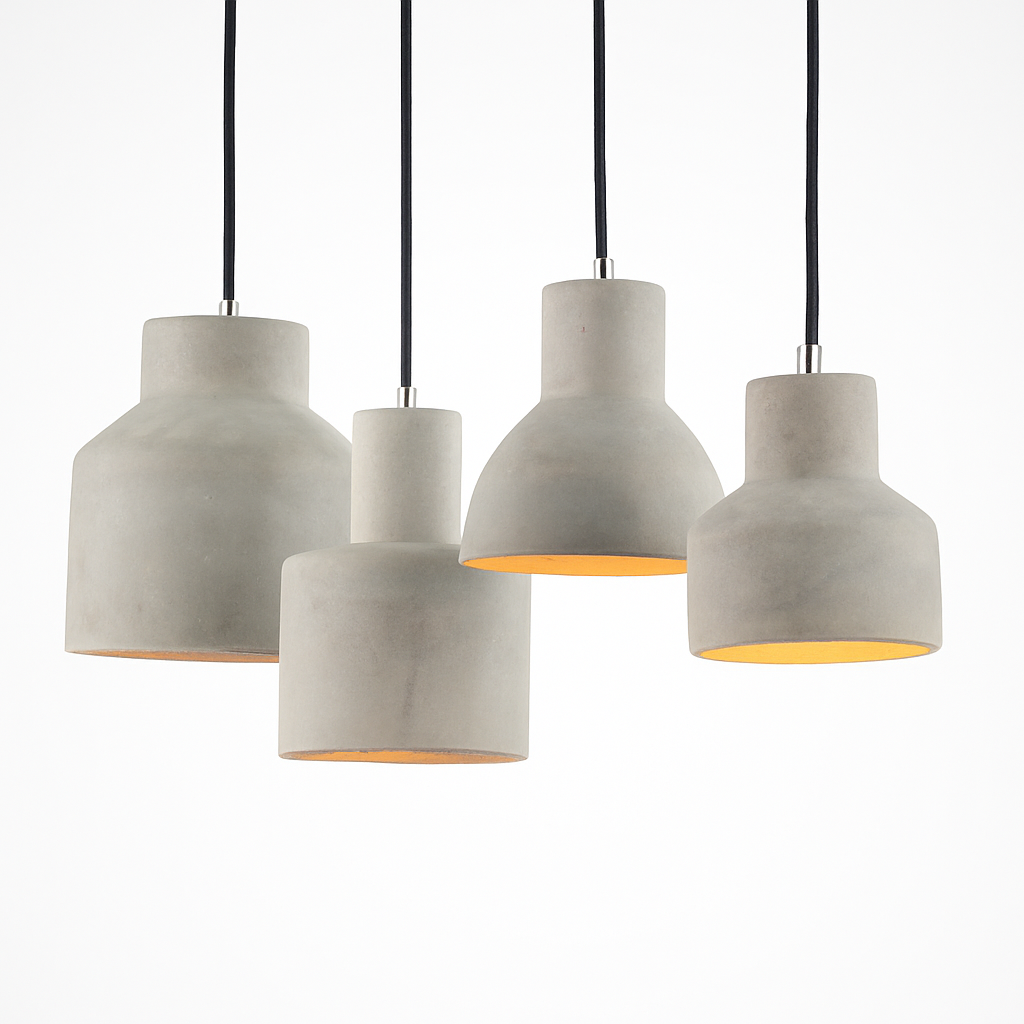 Suspension design LED en ciment (plusieurs formes)