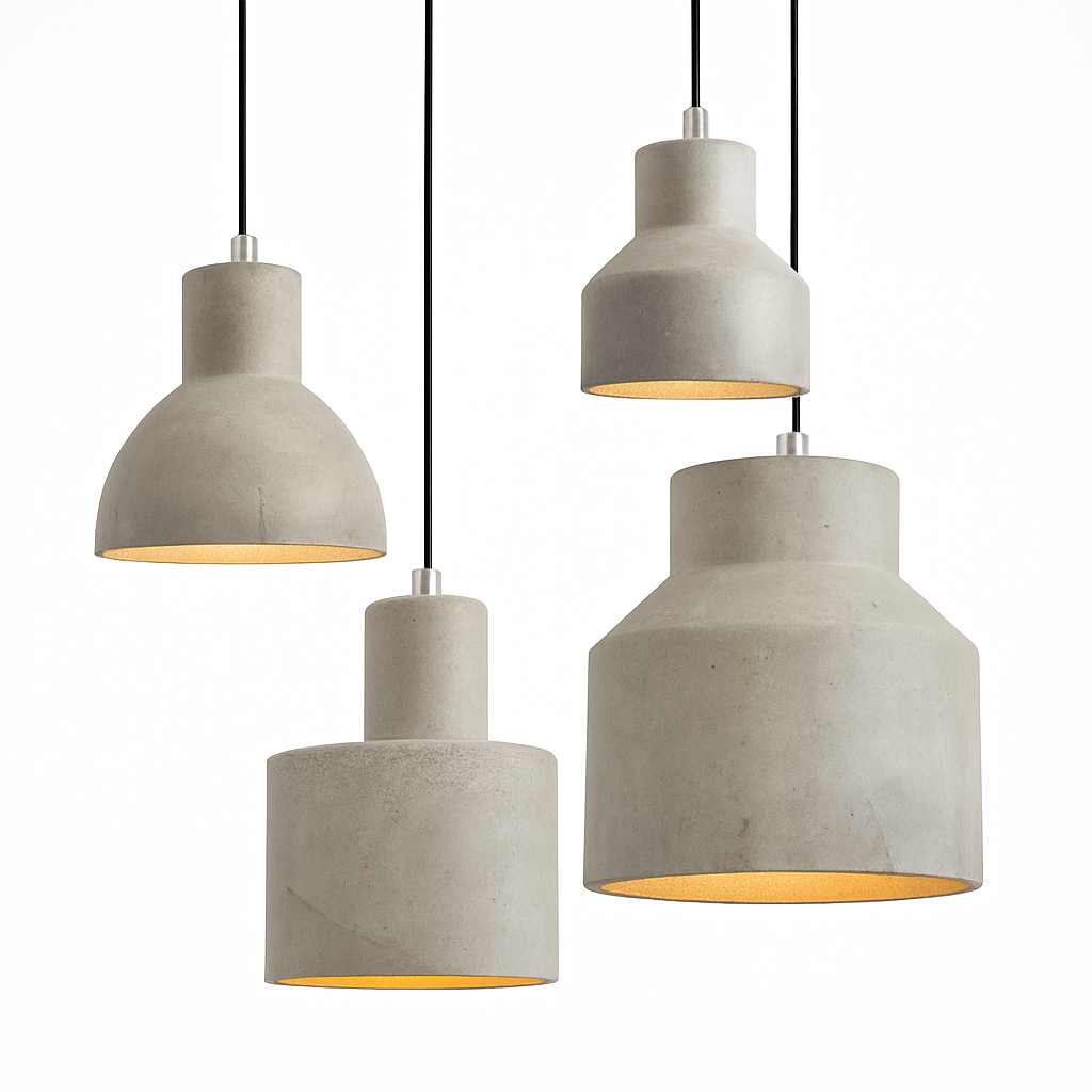 Suspension design LED en ciment (plusieurs formes)
