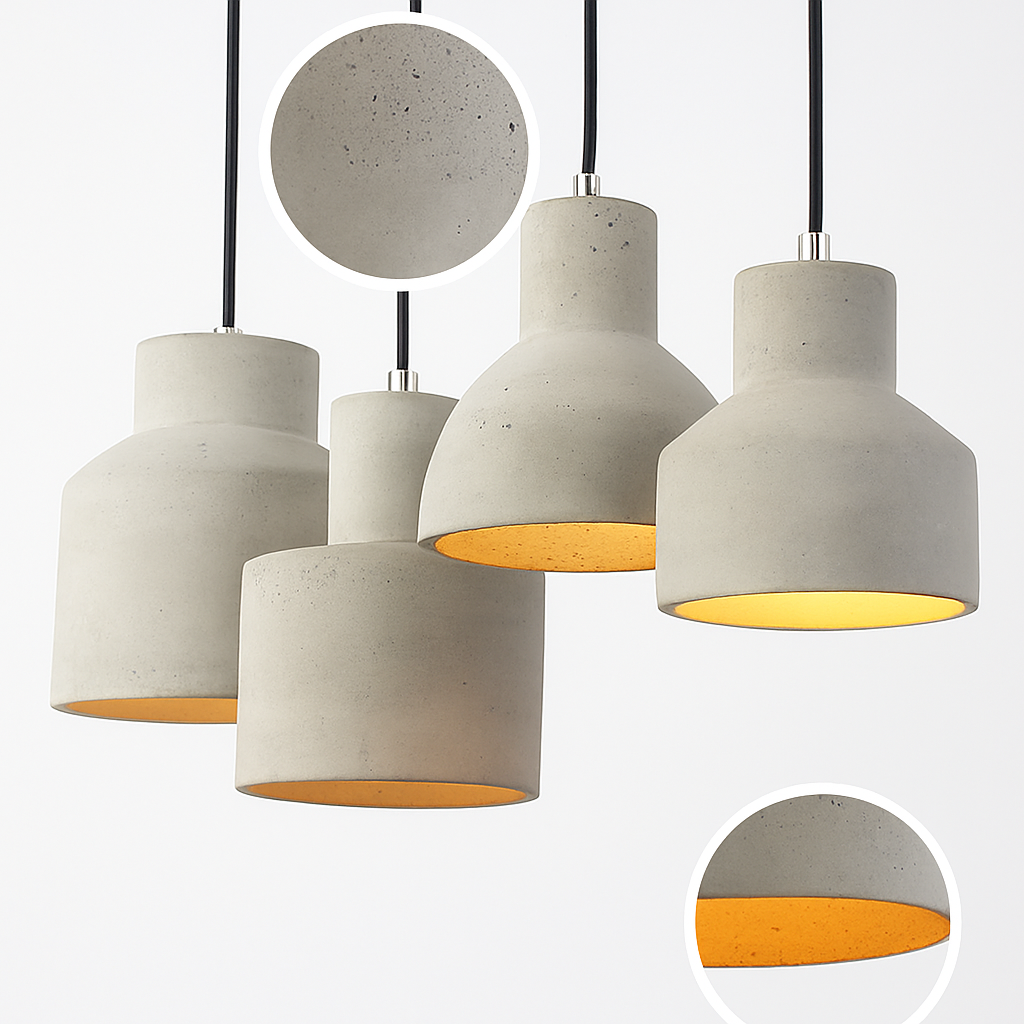 Suspension design LED en ciment (plusieurs formes)