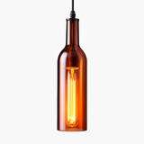 Suspension design à LED en forme de bouteille en verre de couleur