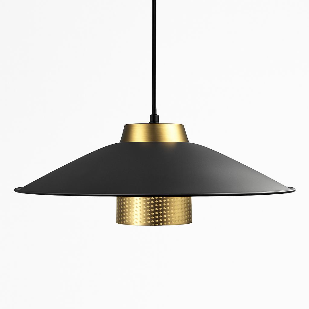 Suspension design LED en métal noir et doré Bar