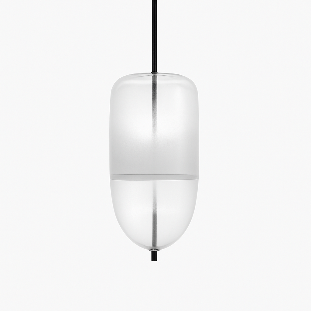 Suspension design LED en verre bleu de plusieurs formes