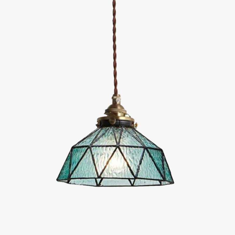 Suspension design LED en verre coloré style vintage
