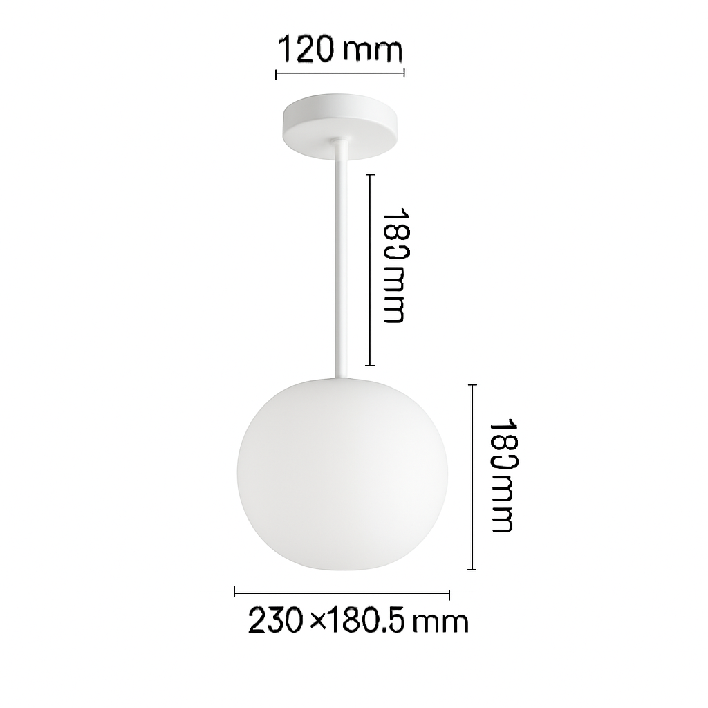 Suspension design LED forme ovale en verre blanc