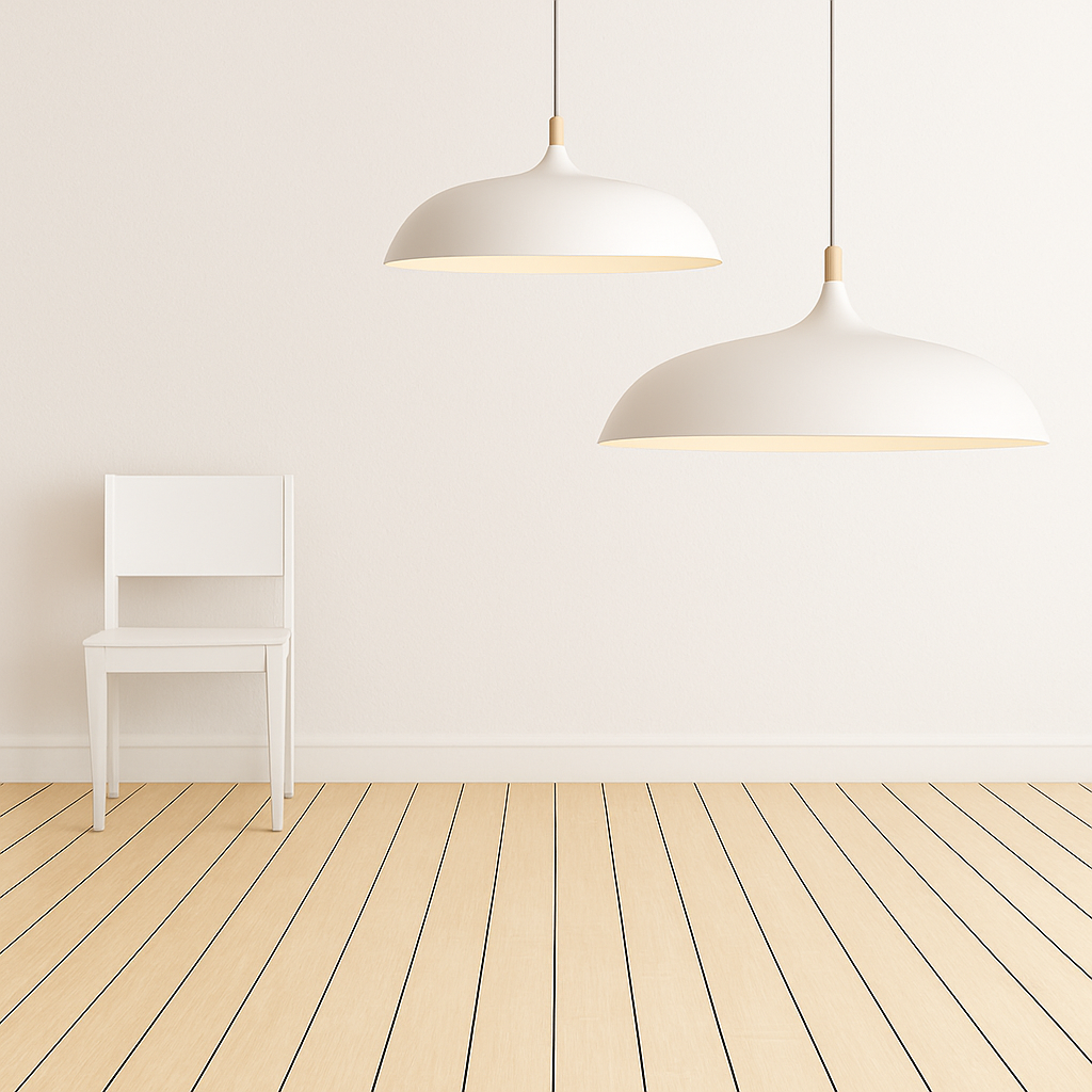 Suspension design LED à l'abat-jour arrondi en métal blanc Creative