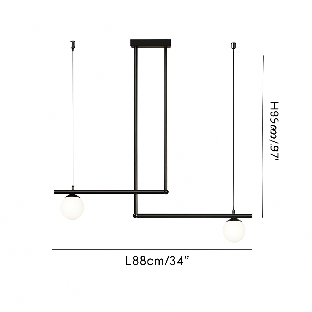 suspension design moderne avec boule de verre élégante