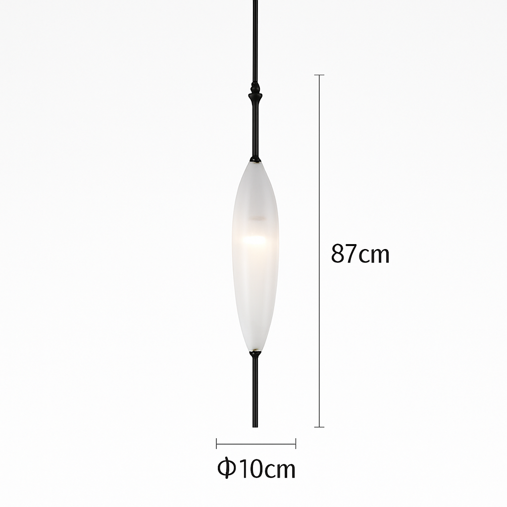 Suspension design moderne en verre en forme de goutte bleue