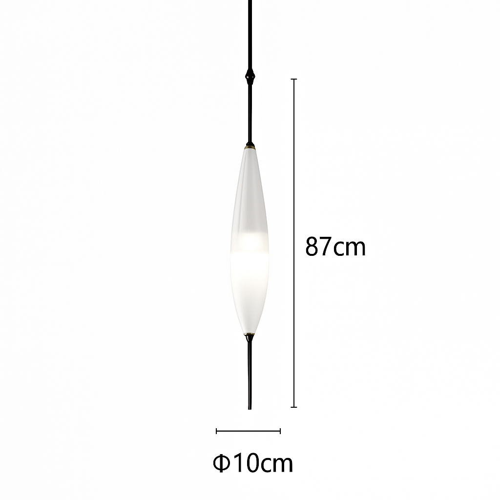 Suspension design moderne en verre en forme de goutte bleue