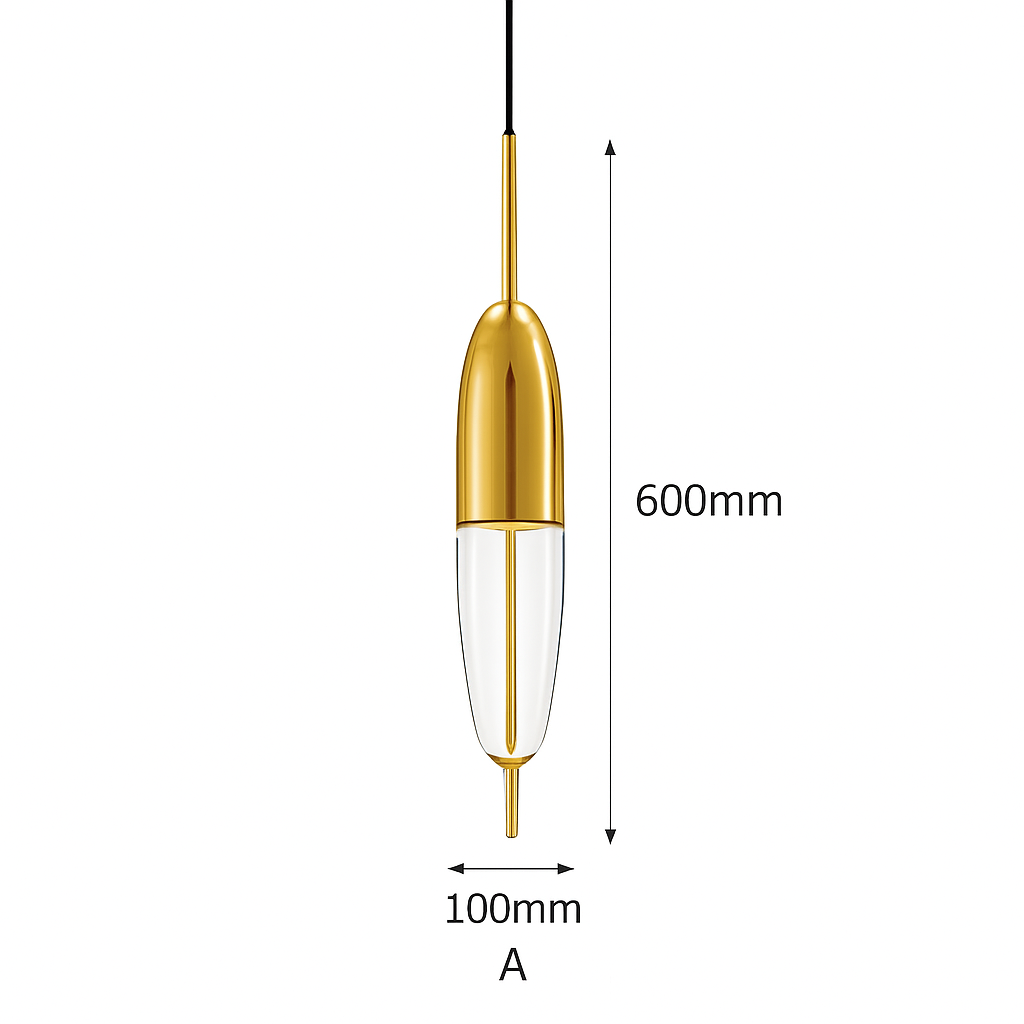 Suspension design moderne en verre en forme de goutte bleue