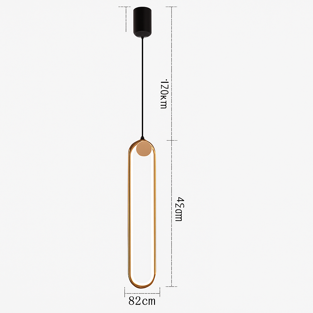 Suspension design moderne LED en anneau allongé noir ou doré Hang