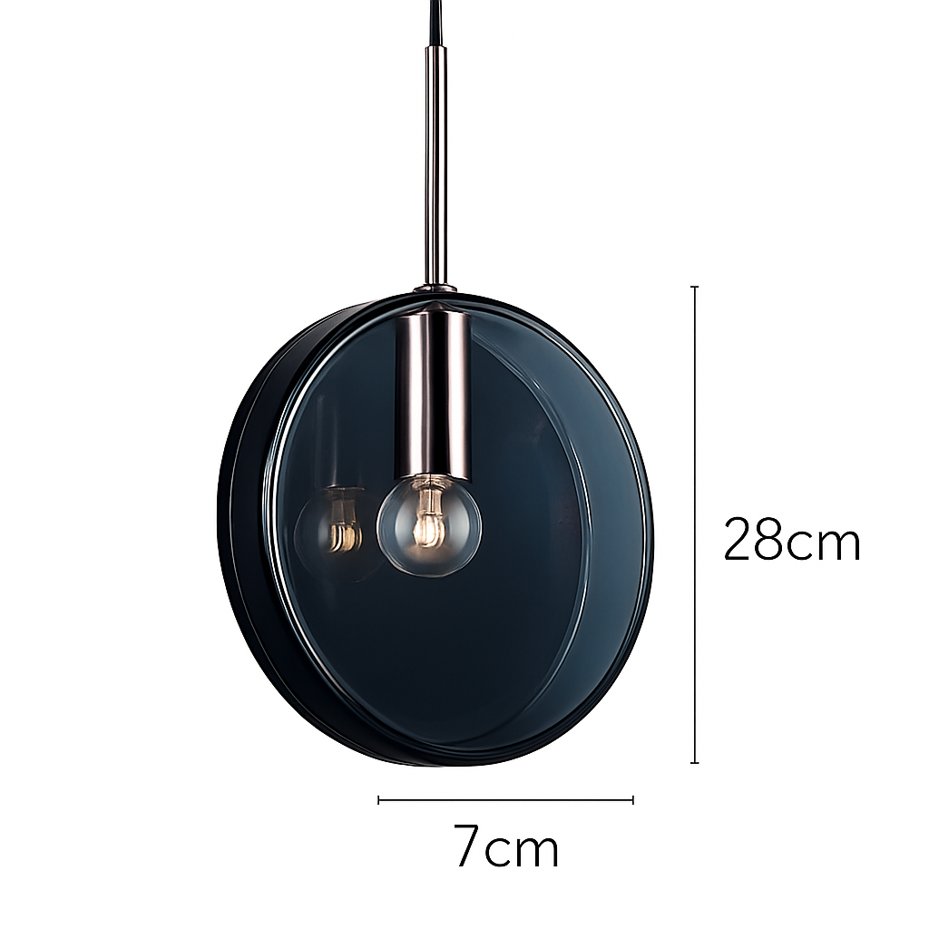 Suspension design ronde en verre bleue Dining