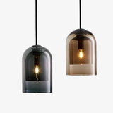 Suspension design tube arrondi en verre fumé