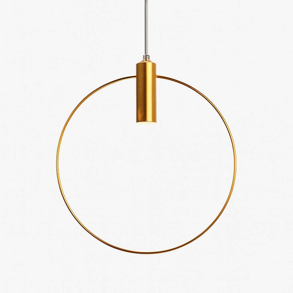 Suspension dorée à LED en forme de rond