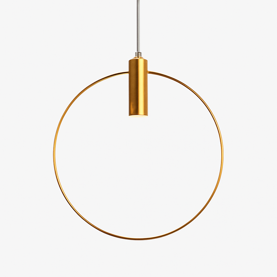 Suspension dorée à LED en forme de rond