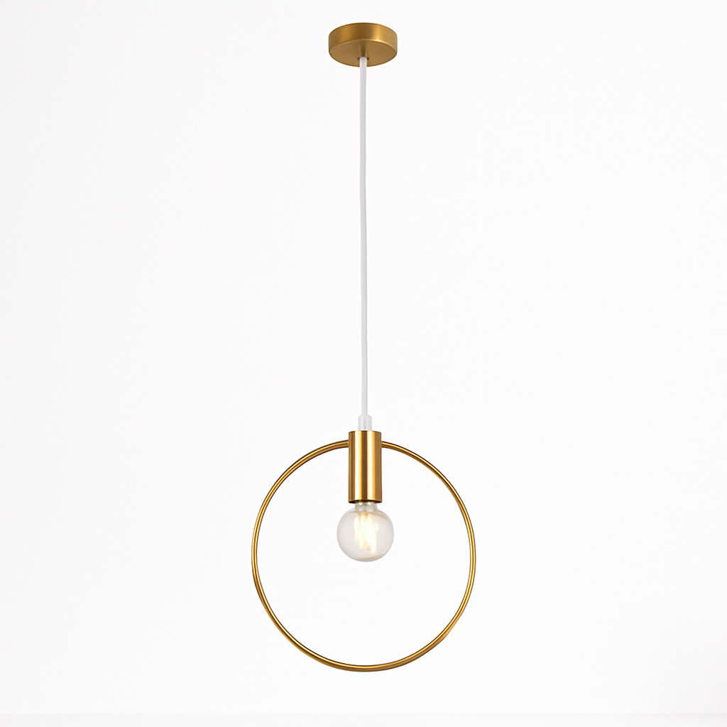 Suspension dorée à LED en forme de rond