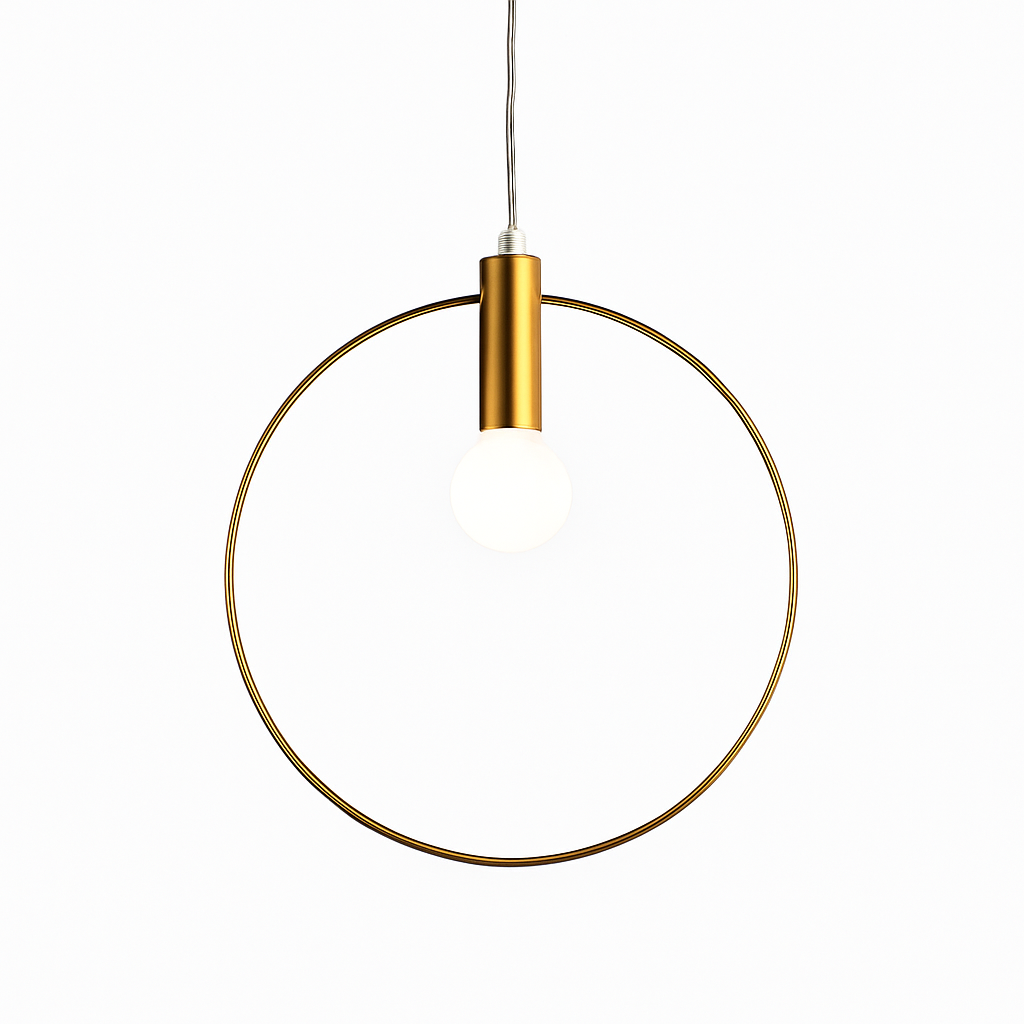 Suspension dorée à LED en forme de rond