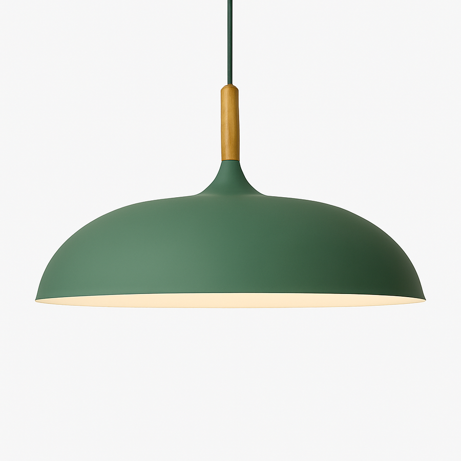 Suspension en aluminium de couleur et tige en bois Wood
