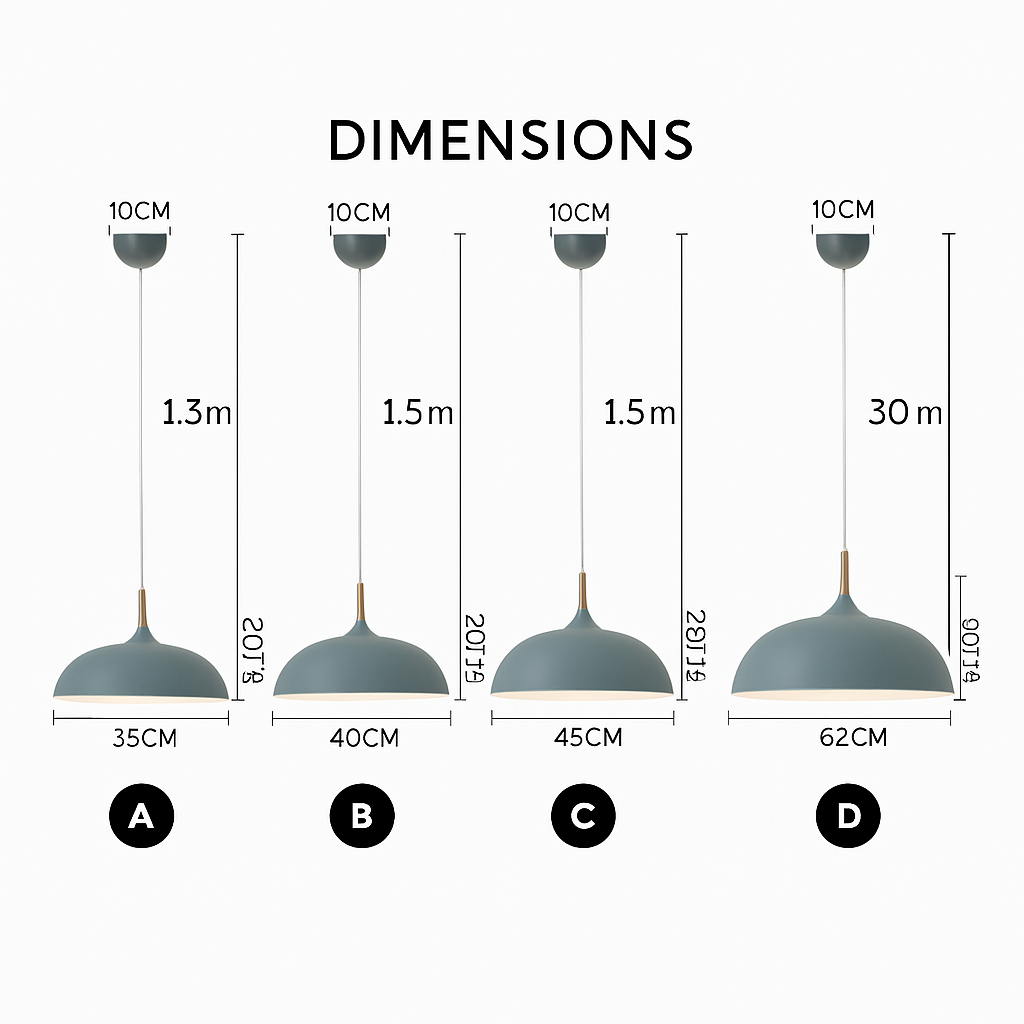 Suspension en aluminium de couleur et tige en bois Wood
