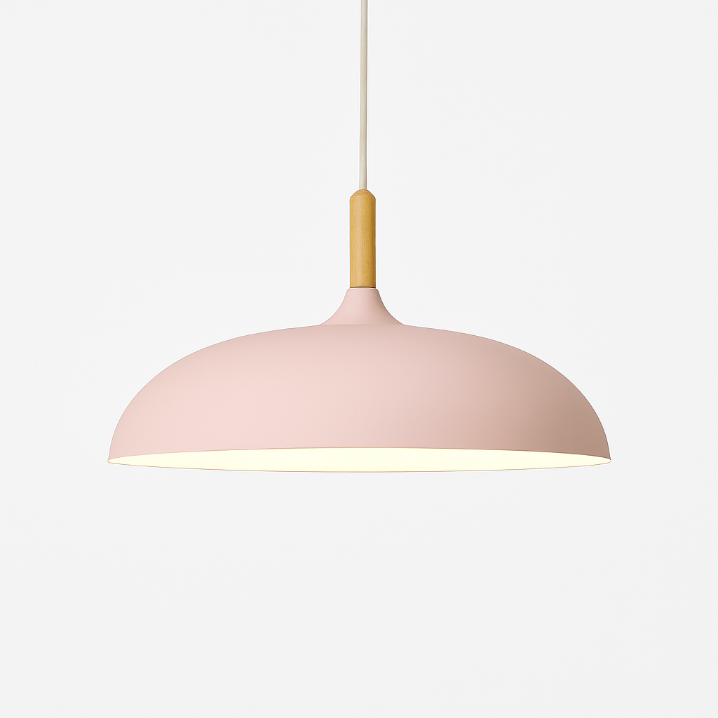 Suspension en aluminium de couleur et tige en bois Wood