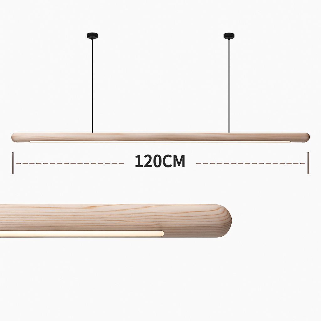 suspension en bois design minimaliste led longue bande