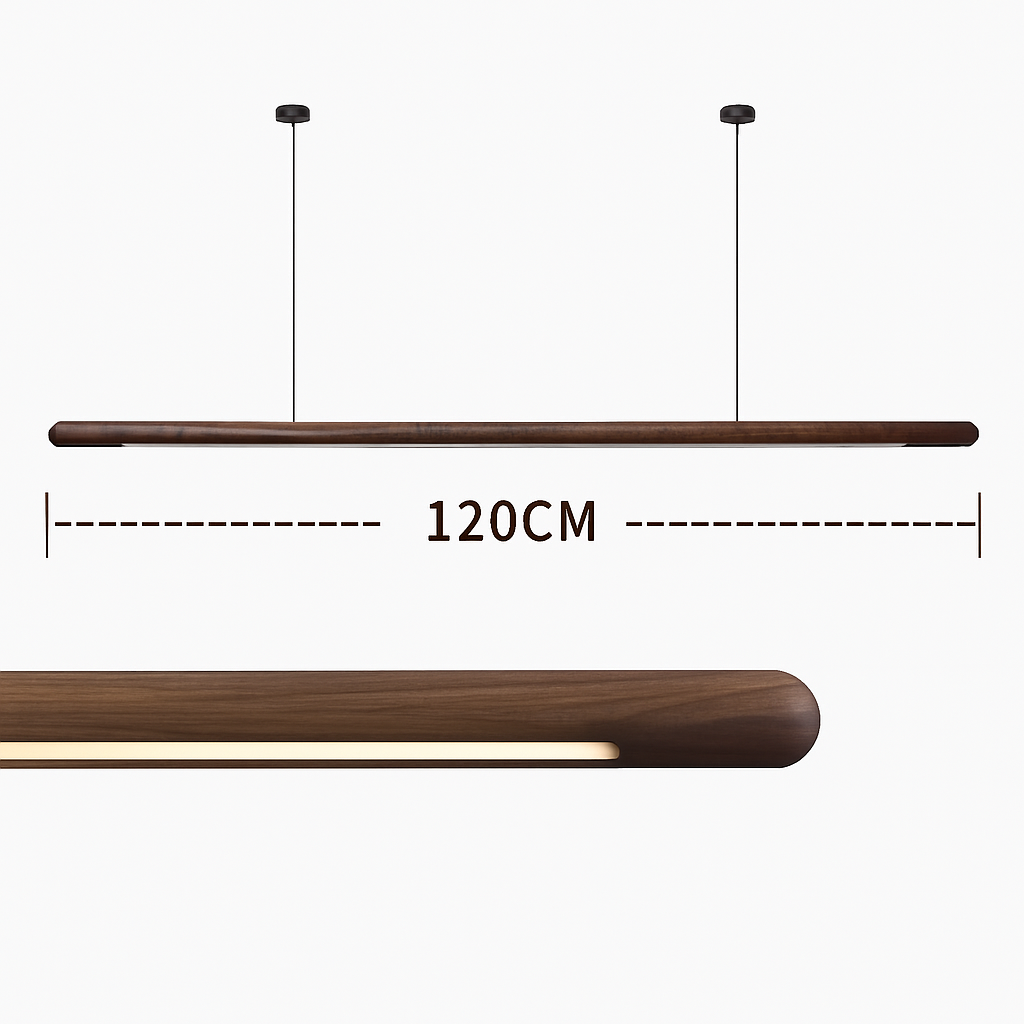 suspension en bois design minimaliste led longue bande