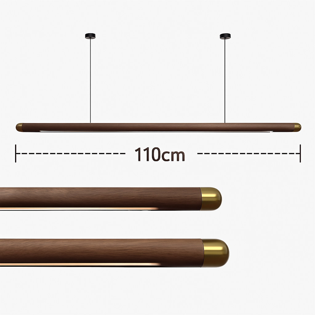 suspension en bois design minimaliste led longue bande