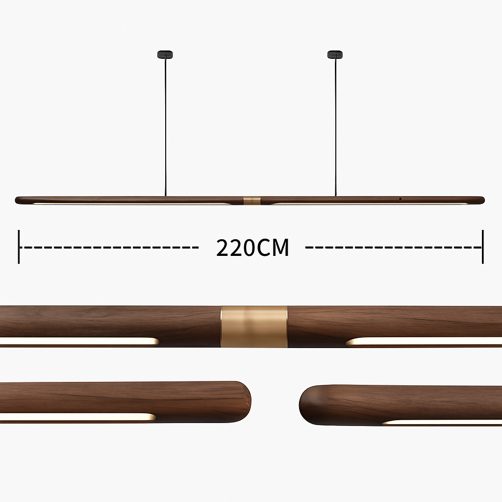 suspension en bois design minimaliste led longue bande