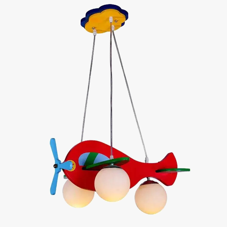 suspension en bois et verre avion dessin animé pour enfants