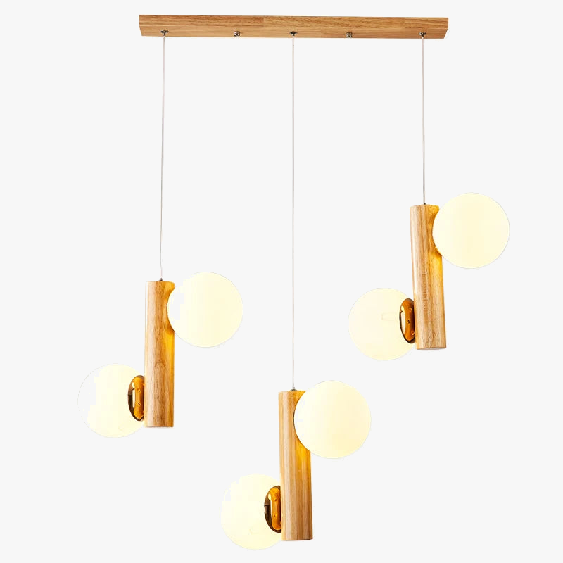 suspension en bois et verre pour restaurant moderne et créatif